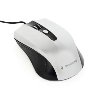 Ratón óptico ambidiestro con cable GEMBIRD MUS-4B-01-BS, USB Type-A, 1200 DPI, 4 botones, negro/plata