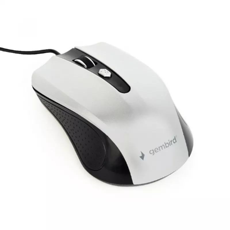Ratón óptico ambidiestro con cable GEMBIRD MUS-4B-01-BS, USB Type-A, 1200 DPI, 4 botones, negro/plata