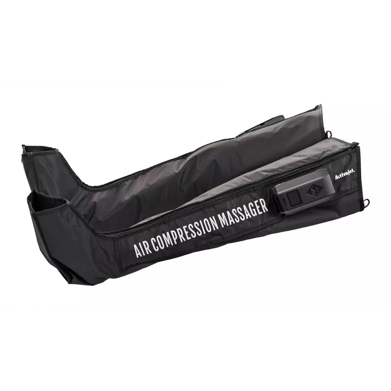 Masajeador de piernas para drenaje linfático ActiveJet ACM-PLUS-A1 L, batería 25 W, batería integrada, 380×1020×60 mm, negro