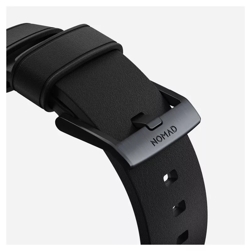 Correa Nomad Modern Strap negra de cuero activo con conector negro 42/44/45/49 ProV2