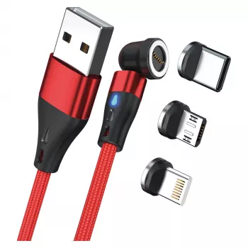 Cable USB RealPower MagneticCharge3 2 m USB-A rojo