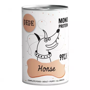 Comida húmeda para perros PAKA ZWIERZAKA Pepe Horse — lata de 400 g, perros adultos, monoproteica, 10,9 % proteína, 4 % grasa