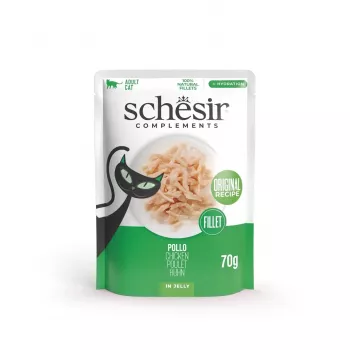 SCHESIR filete de pollo en gelatina - Comida húmeda para gatos - 70 g