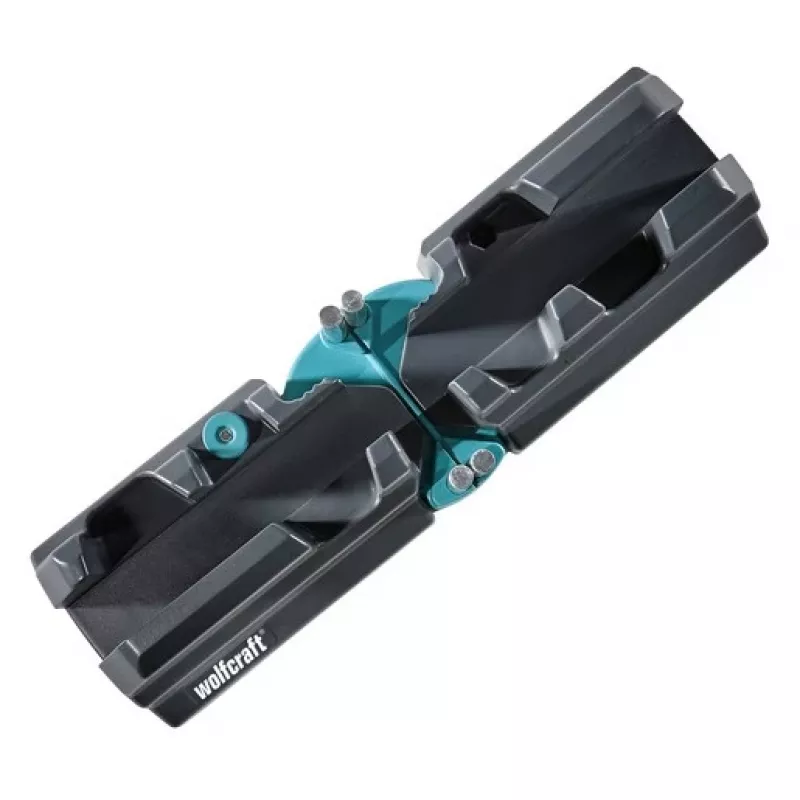 Caja de ingletes y tope Wolfcraft 6948200 — guía de ingletes, rango de medición 85–180°, para tablas de hasta 3 cm, negra