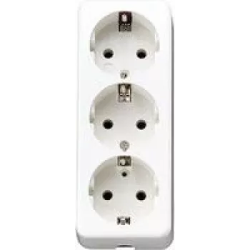 Base de enchufe triple Schuko Jung con alivio de tracción, aws 10 S 23 L WW (10S23LWW)
