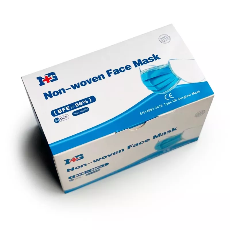 Mascarilla facial de fibra 50 uds. Uniroar — mascarillas protectoras desechables, estructura de 3 capas