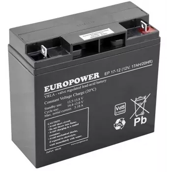Batería de plomo-ácido AGM sellada europower EP Series 12V 17Ah – vida útil 6–9 años