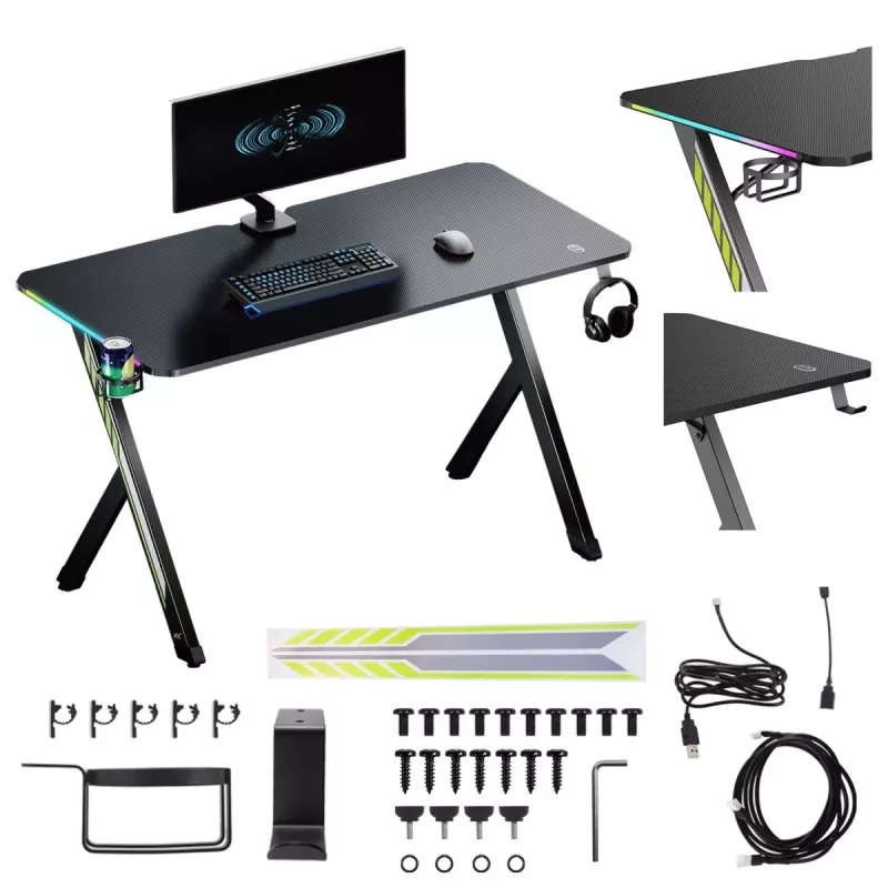 Mesa gaming NanoRS con retroiluminación LED 120x60cm RS10