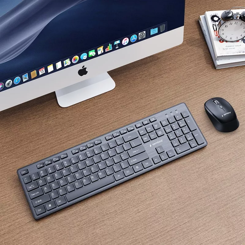 Gembird KBS-WCH-04 Conjunto de escritorio inalámbrico (teclado + ratón), negro, distribución US