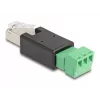 Adaptador de cable DeLOCK 66607 RJ45 regleta de conexión de 3 polos negro verde