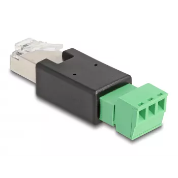 Adaptador de cable DeLOCK 66607 RJ45 regleta de conexión de 3 polos negro verde