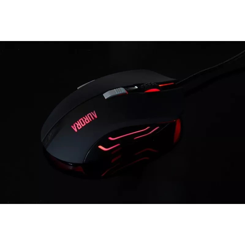 iBox Aurora A-1 IMOGS9031 ratón gaming óptico con cable, 2400 DPI, USB Type-A, RGB, para diestros, negro