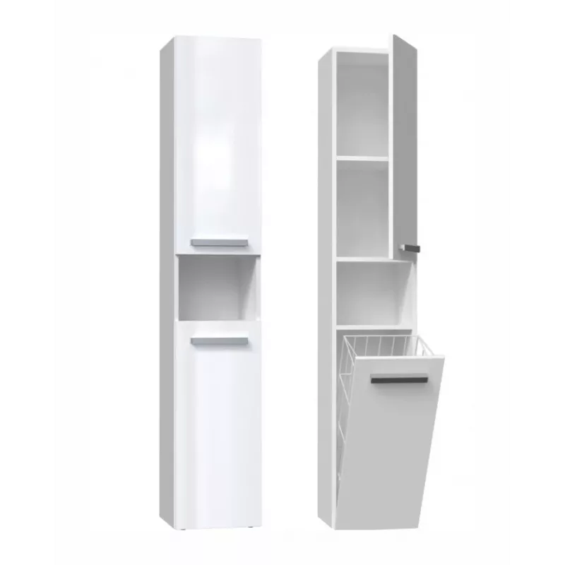 Armario de baño NEL III 31x30x174 cm, blanco, brillo