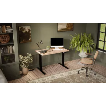 Escritorio con regulación eléctrica de altura MOON 121x67x72-120 negro/marrón claro