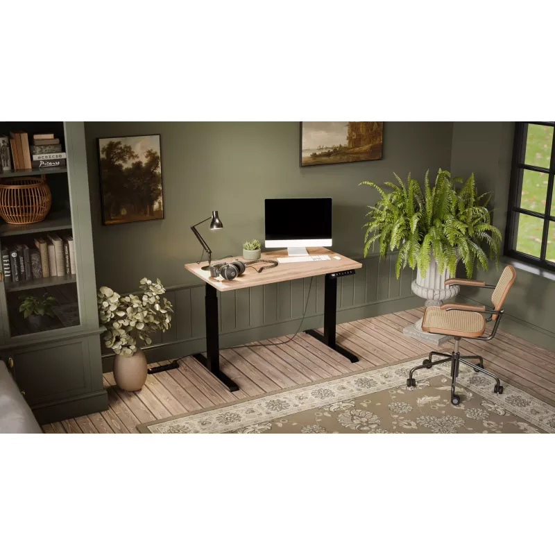 Escritorio con regulación eléctrica de altura MOON 121x67x72-120 negro/marrón claro