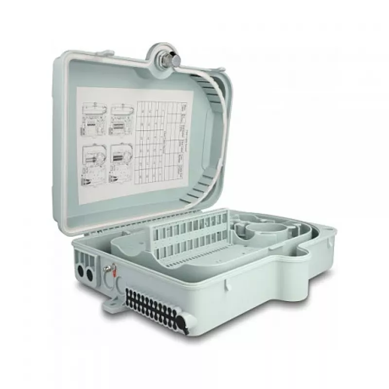 Caja de distribución de fibra óptica DeLOCK 24 puertos IP65 impermeable gris