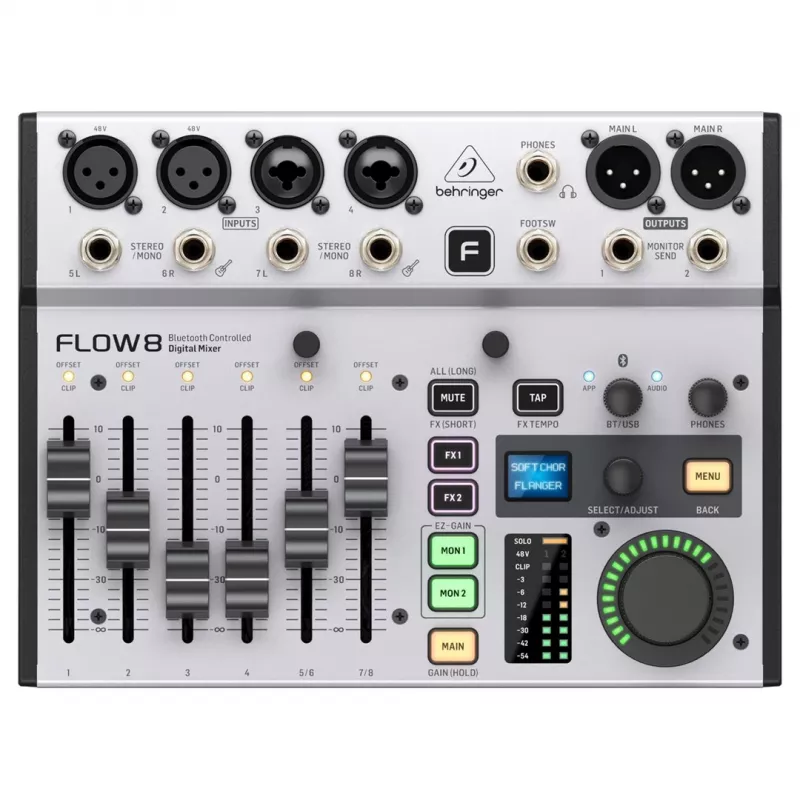 Mesa de mezclas digital Behringer FLOW 8 — mesa de mezclas con interfaz de audio USB de 8 canales