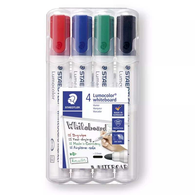 Rotulador Staedtler Lumocolor 351 WP4 punta redonda negro azul verde rojo