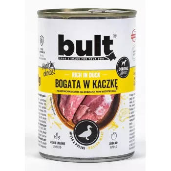 BULT rica en pato 800 g comida húmeda para perros – alimento completo en lata, 12 % proteína, 6,5 % grasa, 77 % humedad