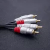 Qoltec 52338 cable de audio, 2 x RCA macho a 2 x RCA macho, 3 m, negro