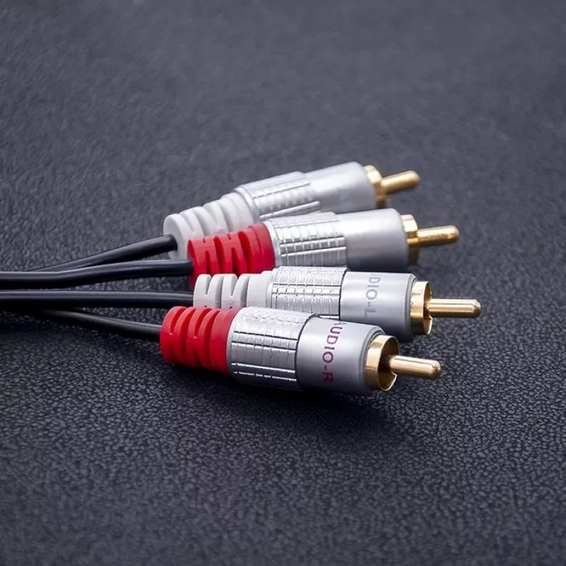 Qoltec 52338 cable de audio, 2 x RCA macho a 2 x RCA macho, 3 m, negro
