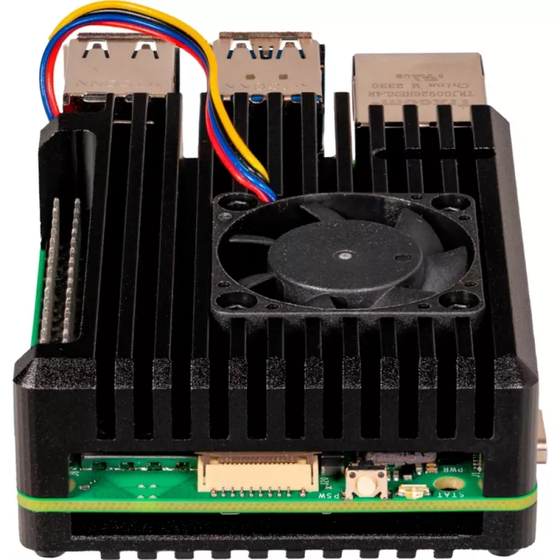 Joy-IT Armor Case BLOCK ACTIVE carcasa SBC compatible con placas de desarrollo Raspberry Pi (RB-AlucaseP5-07FAN)