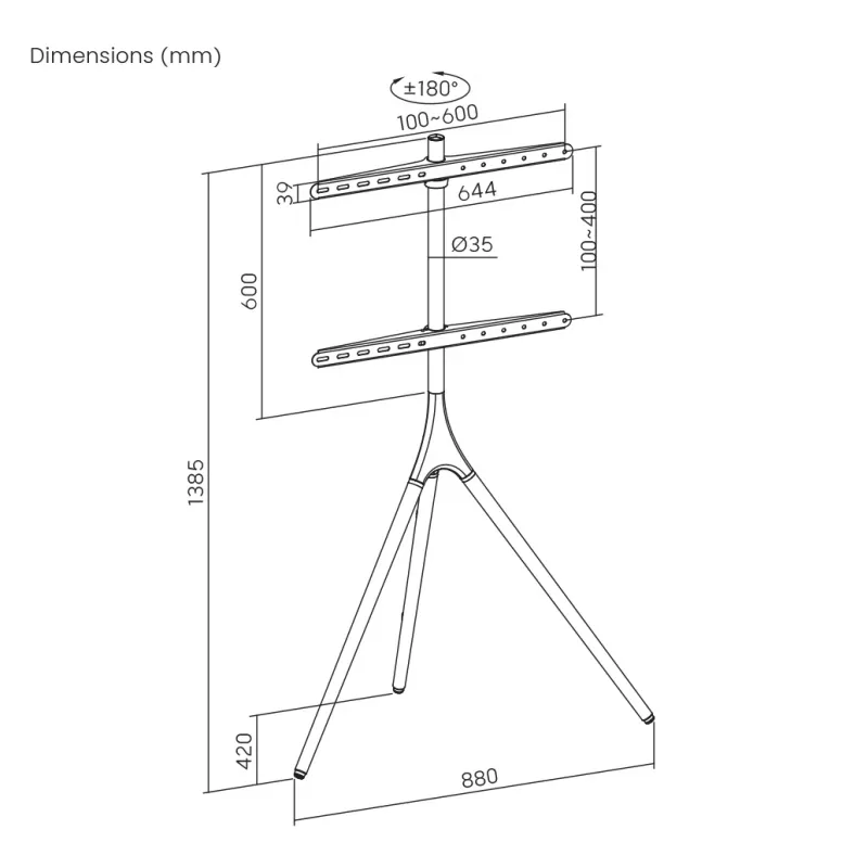 Soporte SBOX FS-1246F inclinable 45–65°, carga 32 kg, plataforma 600×400 mm