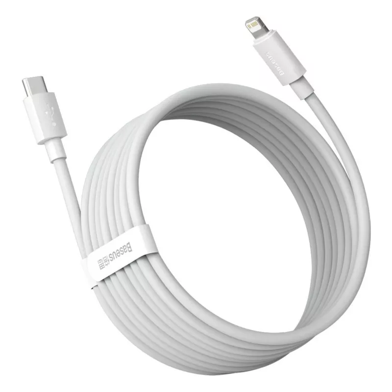 Kit de cables de datos Baseus Simple Wisdom USB-C a Lightning PD 20W (2 uds./set) 1,5m blanco