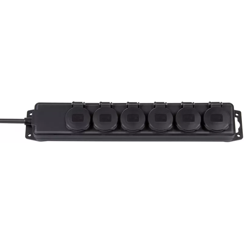 Regleta de enchufes IP44 6 tomas negro 2 m H07RN-F 3G1,5 (1159970)