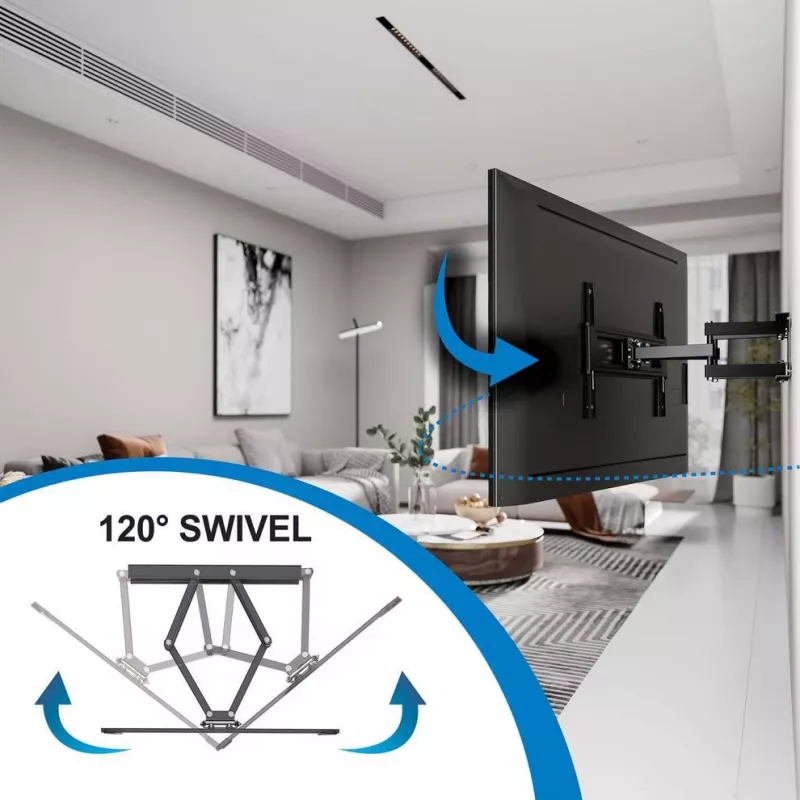 Soporte de pared de exterior Manhattan para televisores y monitores, totalmente articulado, para pantallas de 37-65 inch, VESA 200x200-600x400 mm, hasta 50 kg, resistente a la intemperie, negro