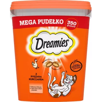 Dreamies snacks sabores variados con pollo y queso 350 g — snack crujiente y carnoso para gatos adultos, proteína 22 %, grasa 22 %