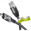 Wentronic goobay - Cable de red - 24 pines USB-C (M) a RJ-45 (M) - 1,0 m - 6 mm - FTP - CAT 6 - USB 3.1 - cable trenzado - negro, plateado (70696)