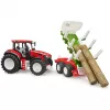 BRUDER tractor con remolque de madera BR-03453 – juguete mecánico, compatible con figuras Bruder