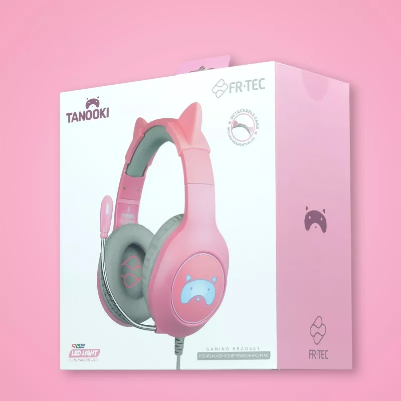 FR-TEC Tanooki auriculares con cable diadema gaming gris - rosa (FT2021)