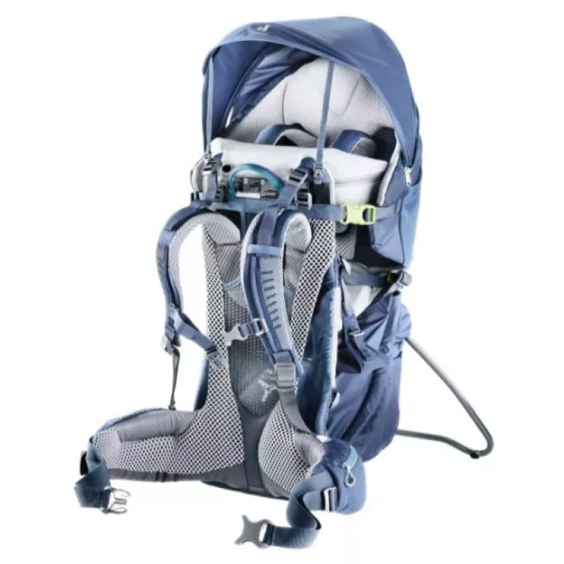 Mochila portabebés Deuter Kid Comfort Pro, azul, poliamida, máx. 22 kg, protección solar, bolsillo lateral