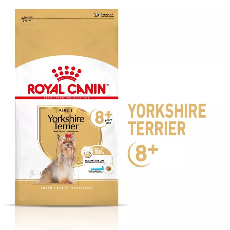 Comida seca para perros Royal Canin Yorkshire Terrier 8+ 1,5 kg — aves, senior raza pequeña, 29 % proteína, 18 % grasa