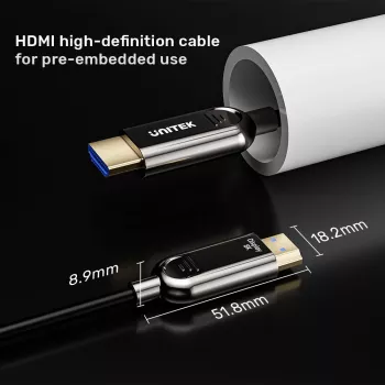 Unitek C11085GY01-15M cable óptico HDMI 2.1 AOC, 8K 120 Hz, 15 m