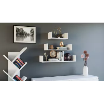 Topeshop MOBI 3P BIEL Estante Estante flotante Montaje en pared Tablero de partículas, Blanco