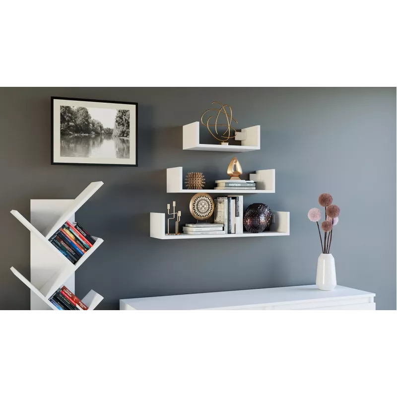 Topeshop MOBI 3P BIEL Estante flotante Montaje en pared Tablero de partículas, Blanco