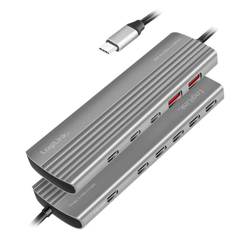 LogiLink hub USB 3.2 Gen2 4+1 puertos 2x USB-A 2x USB-C PD 100W aluminio