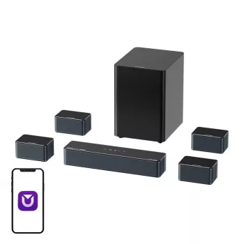 Altavoz Ultimea Poseidon D80 negro 7.1 canales, 8 altavoces, con cable e inalámbrico, subwoofer activo