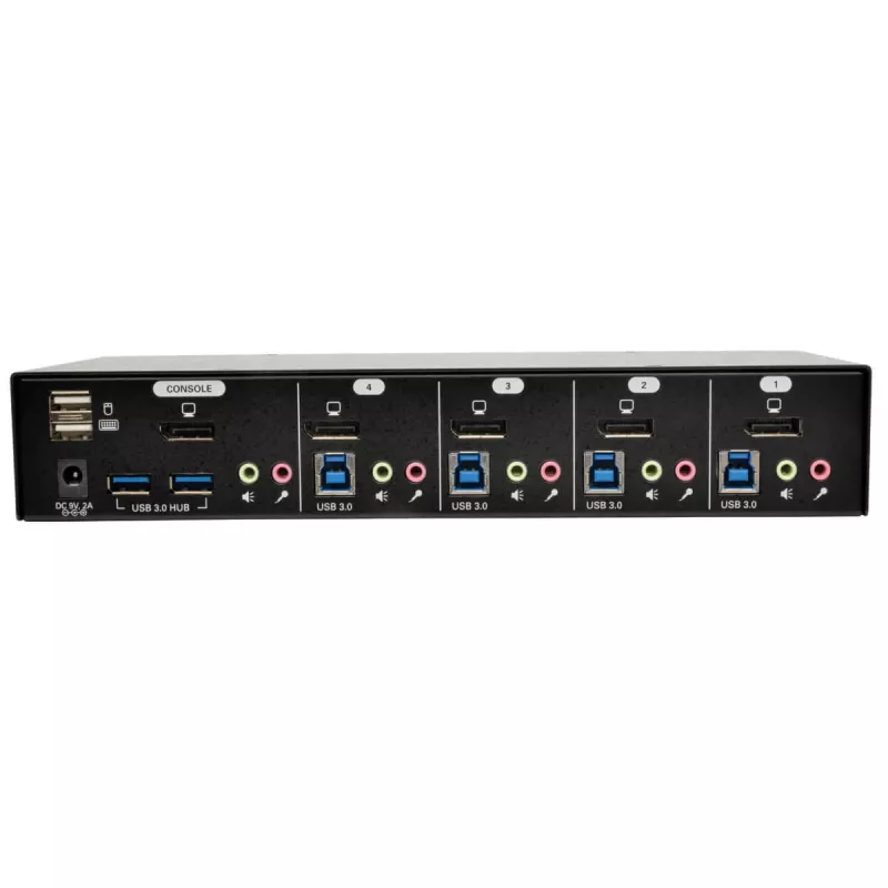 EATON TRIPPLITE conmutador KVM DisplayPort de 4 puertos con cables de audio y hub USB 3.0 SuperSpeed (B004-DPUA4-K)