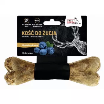 Hueso masticable SYTA MICHA Piel de ciervo y frutos rojos 13,5 cm — snack de higiene dental, sabor ciervo, sin gluten y sin conservantes