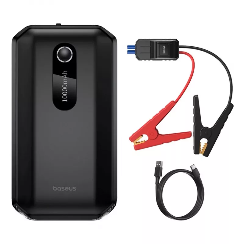 Baseus BS-CH001 - Arrancador, Booster 10000 mAh 12V (1000 A / 500 A) + pinzas de cocodrilo (negro)