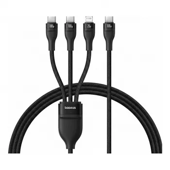 Cable de carga USB-A 3 en 1 Baseus Rapid Series 100W 1,5 m negro