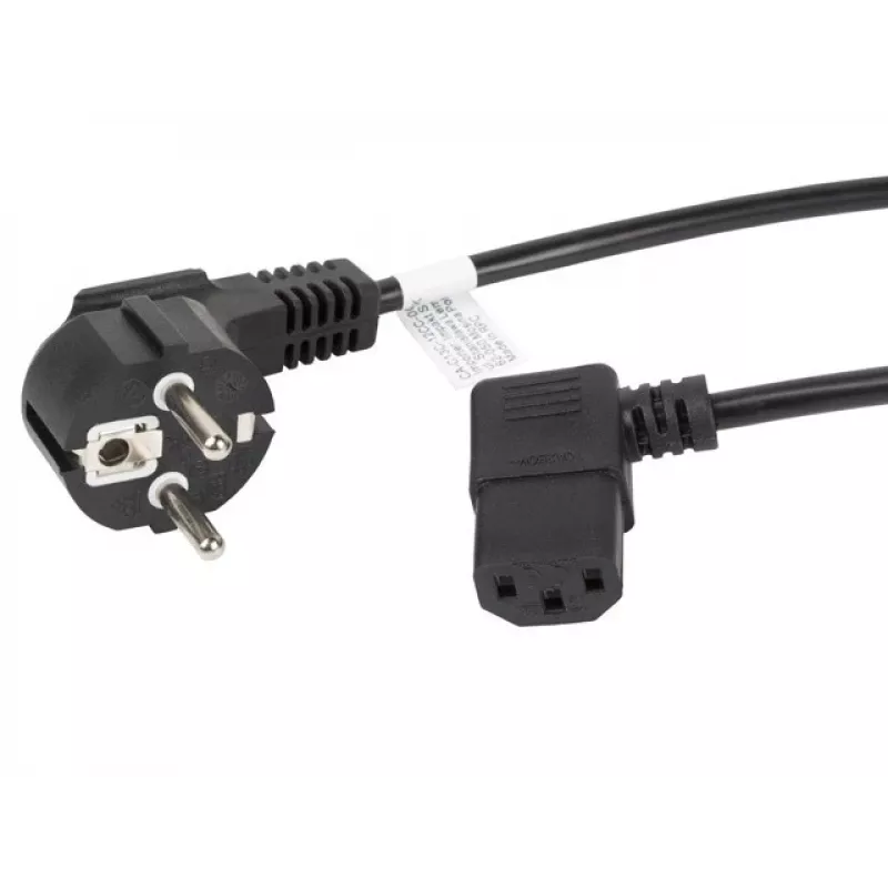 Cable de alimentación LANBERG CA-C13C-12CC-0018-BK, 2 m, conector hembra C13 a CEE7/7, negro, C13 en ángulo