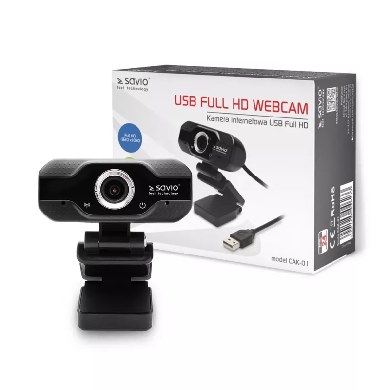 Cámara web Savio USB Full HD con micrófono integrado