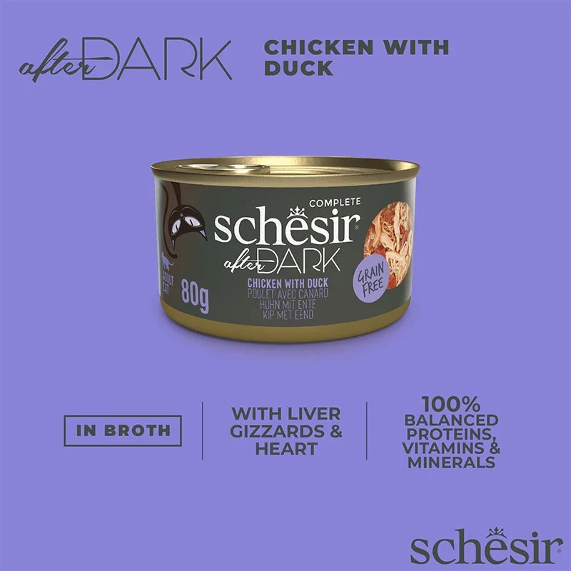 Comida húmeda para gatos Agras Pet Foods Schesir after Dark Complete caldo 80 g — pollo, sin cereales, sin gluten ni soja