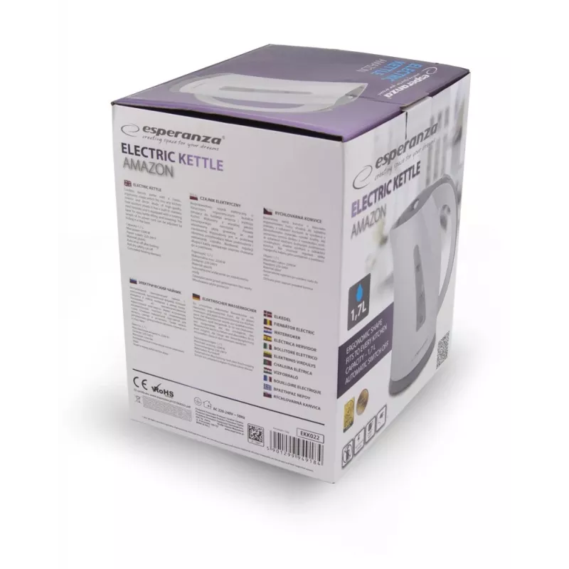 Hervidor de agua Esperanza 1,7 l 2200 W gris blanco
