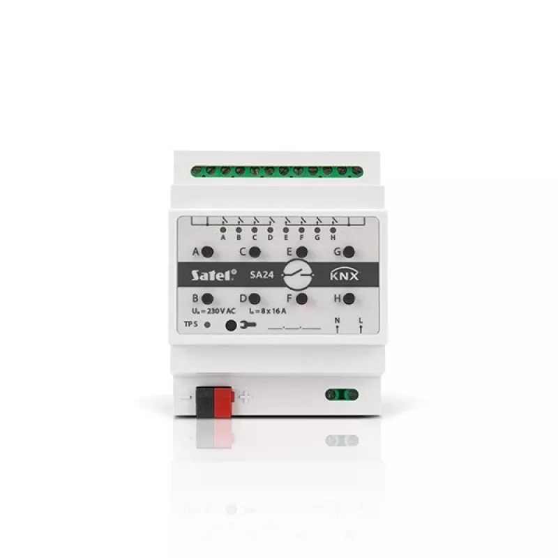 Satel KNX-SA24 actuador de conmutación KNX, 8 canales, para carril DIN